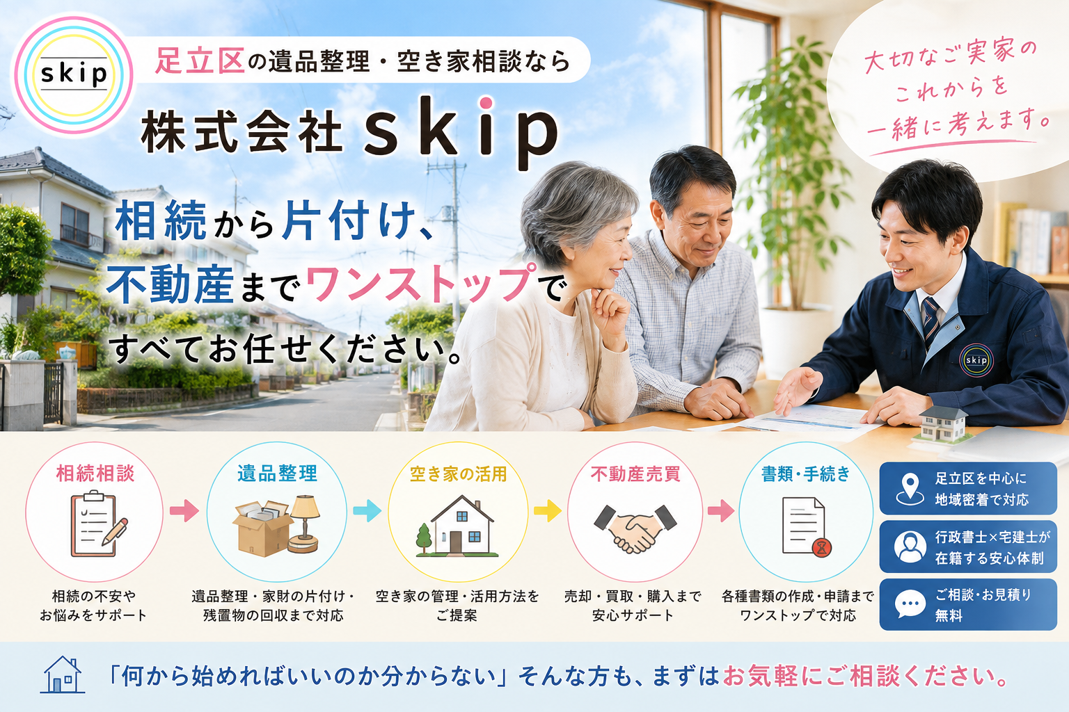 足立区で遺品整理ならskip